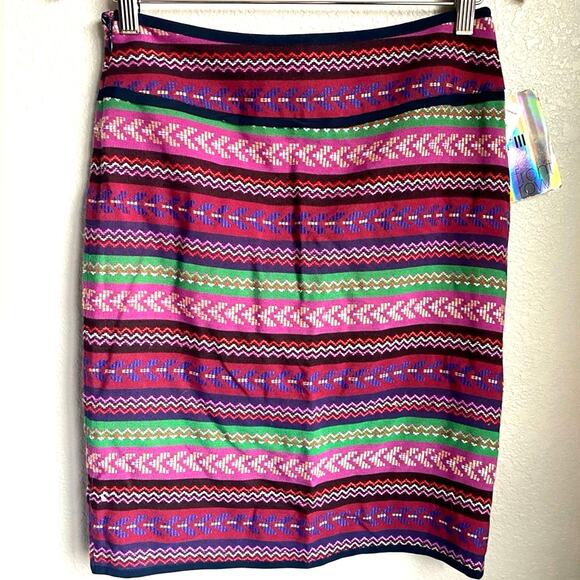 NEW Bar III Faux Wrap Asymmetrical Embroidered Tribal Aztec‎ Striped Skirt M - Picture 4 of 11